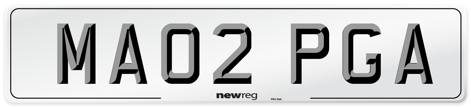 MA02 PGA Number Plate from New Reg